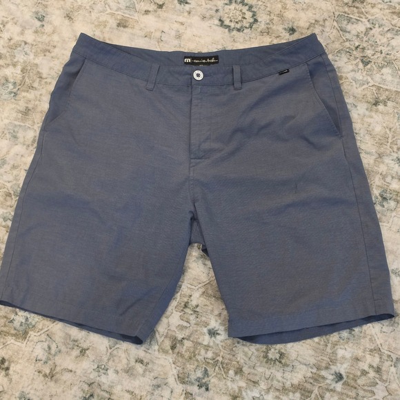 TravisMathew Other - TravisMathew Beck Golf Shorts Mens 38 Blue Grey Micro Stripe Stretch Casual